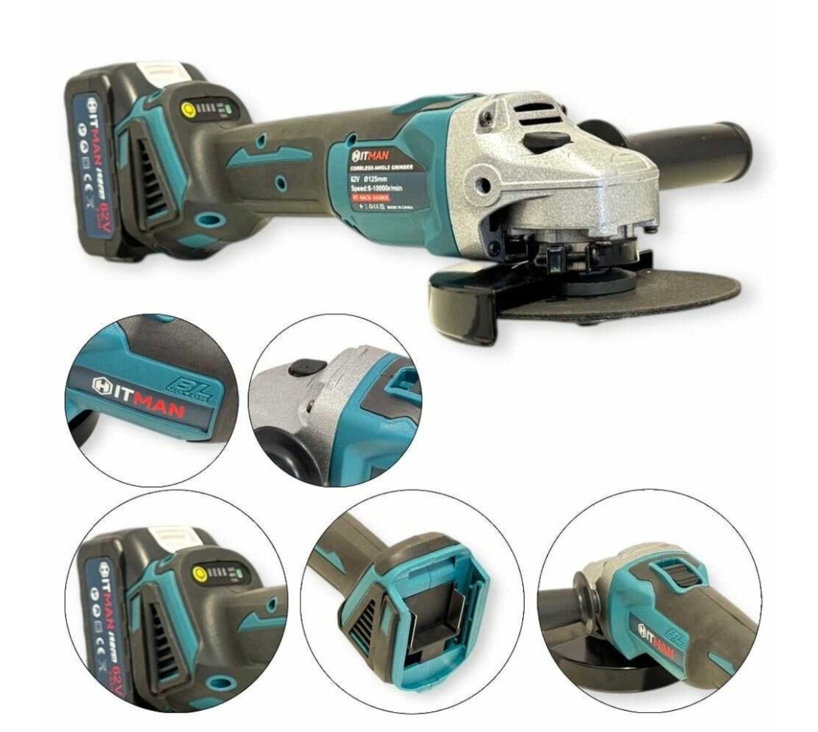 HITMAN Set Aku Alata 62V – Brusilica, Šrafilica, Odvijač i Hilti 4u1