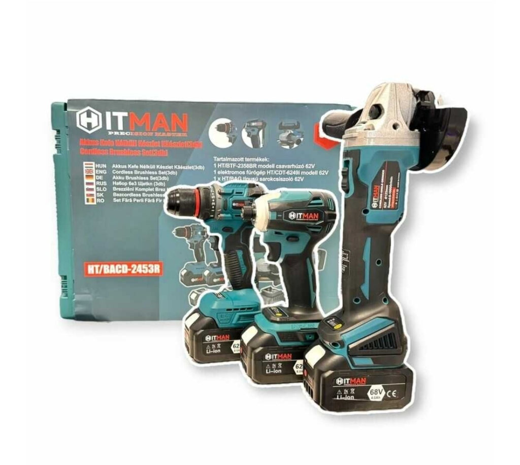 HITMAN Set Aku Alata 3u1 – Brusilica, Šrafilica i Odvijač 62V