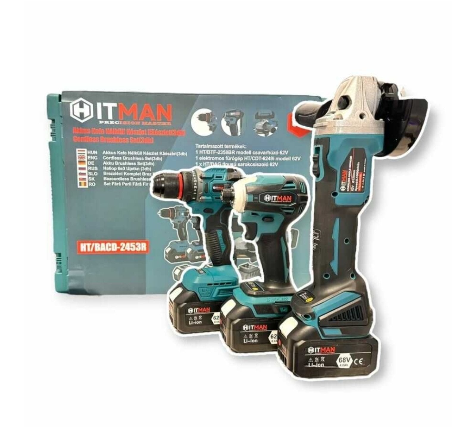 HITMAN Set Aku Alata 3u1 – Brusilica, Šrafilica i Odvijač 62V