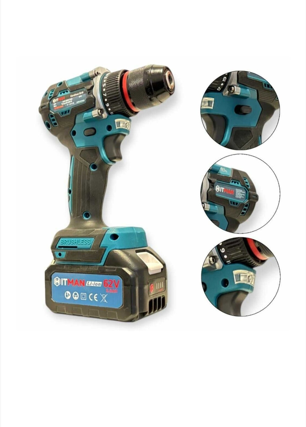 HITMAN Set Aku Alata 62V – Brusilica, Šrafilica, Odvijač i Hilti 4u1