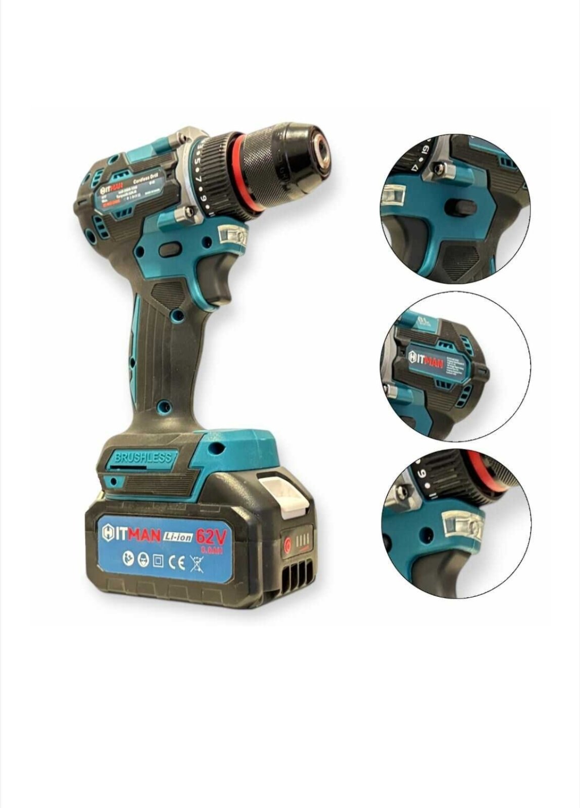 HITMAN Set Aku Alata 62V – Brusilica, Šrafilica, Odvijač i Hilti 4u1