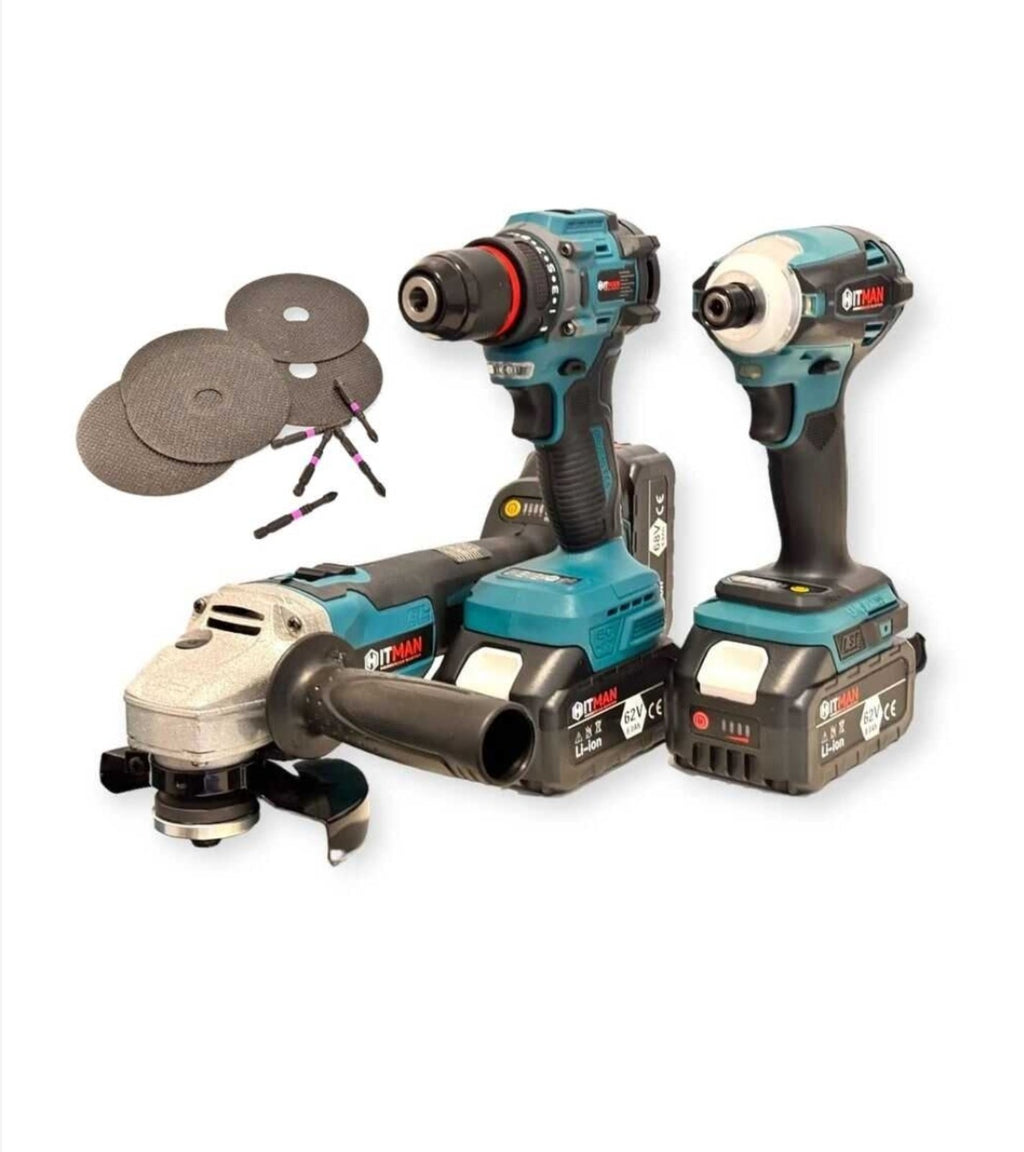 HITMAN Set Aku Alata 3u1 – Brusilica, Šrafilica i Odvijač 62V
