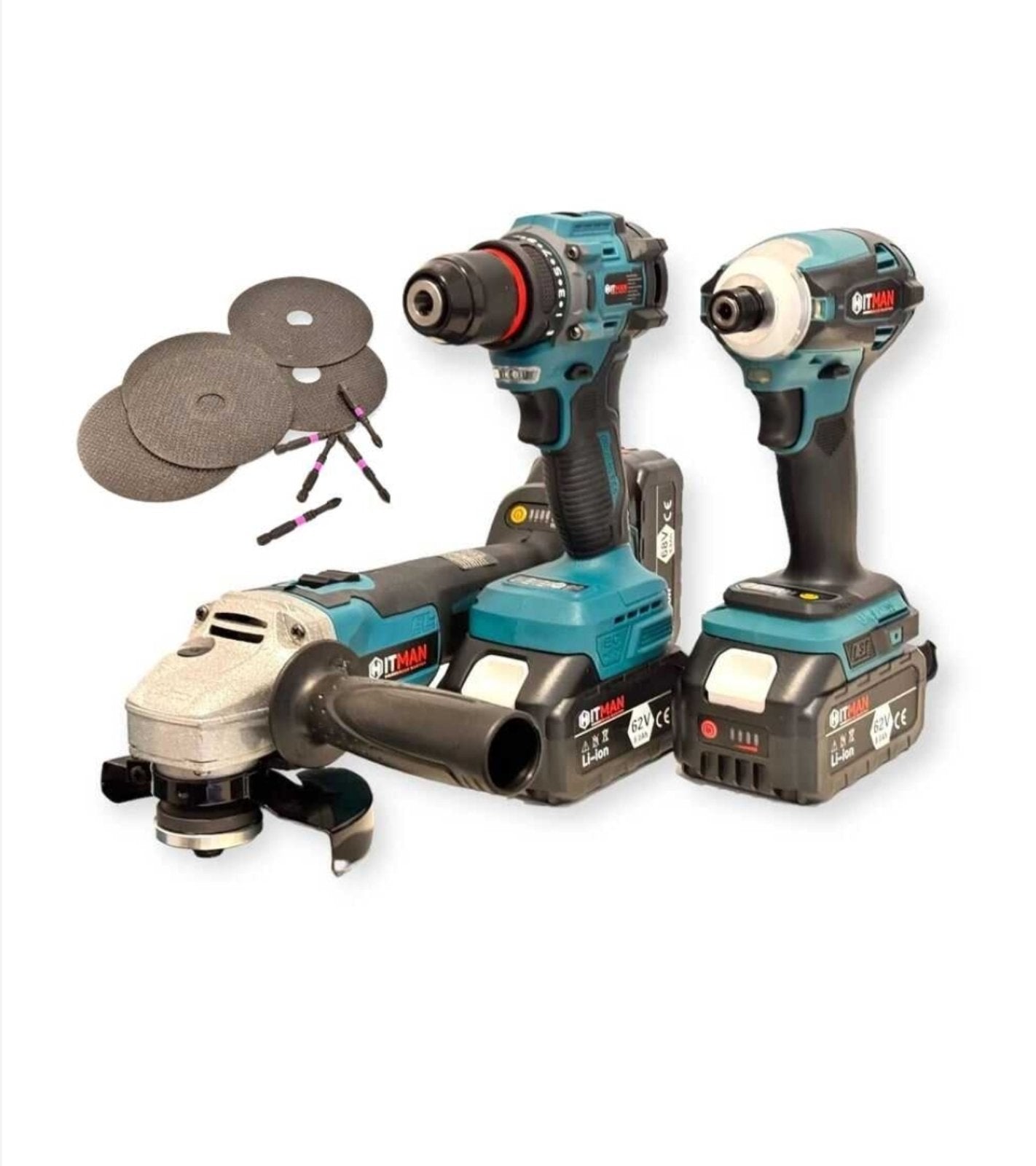 HITMAN Set Aku Alata 3u1 – Brusilica, Šrafilica i Odvijač 62V